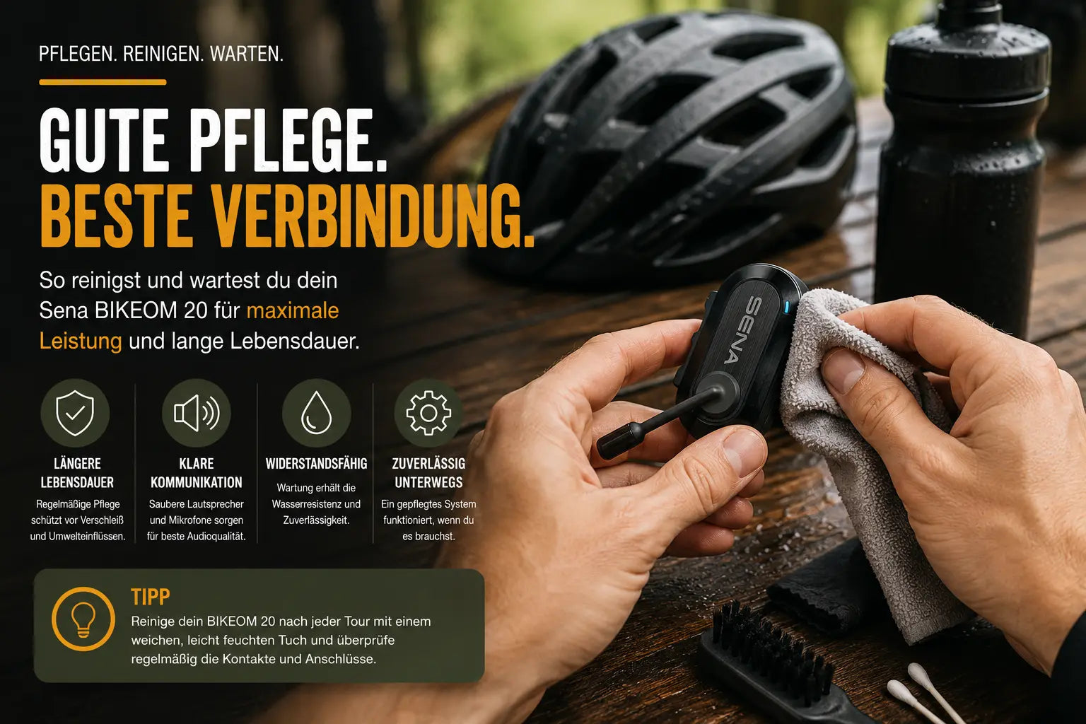 Fahrrad-Headset reinigen und pflegen: So hält dein Intercom länger
