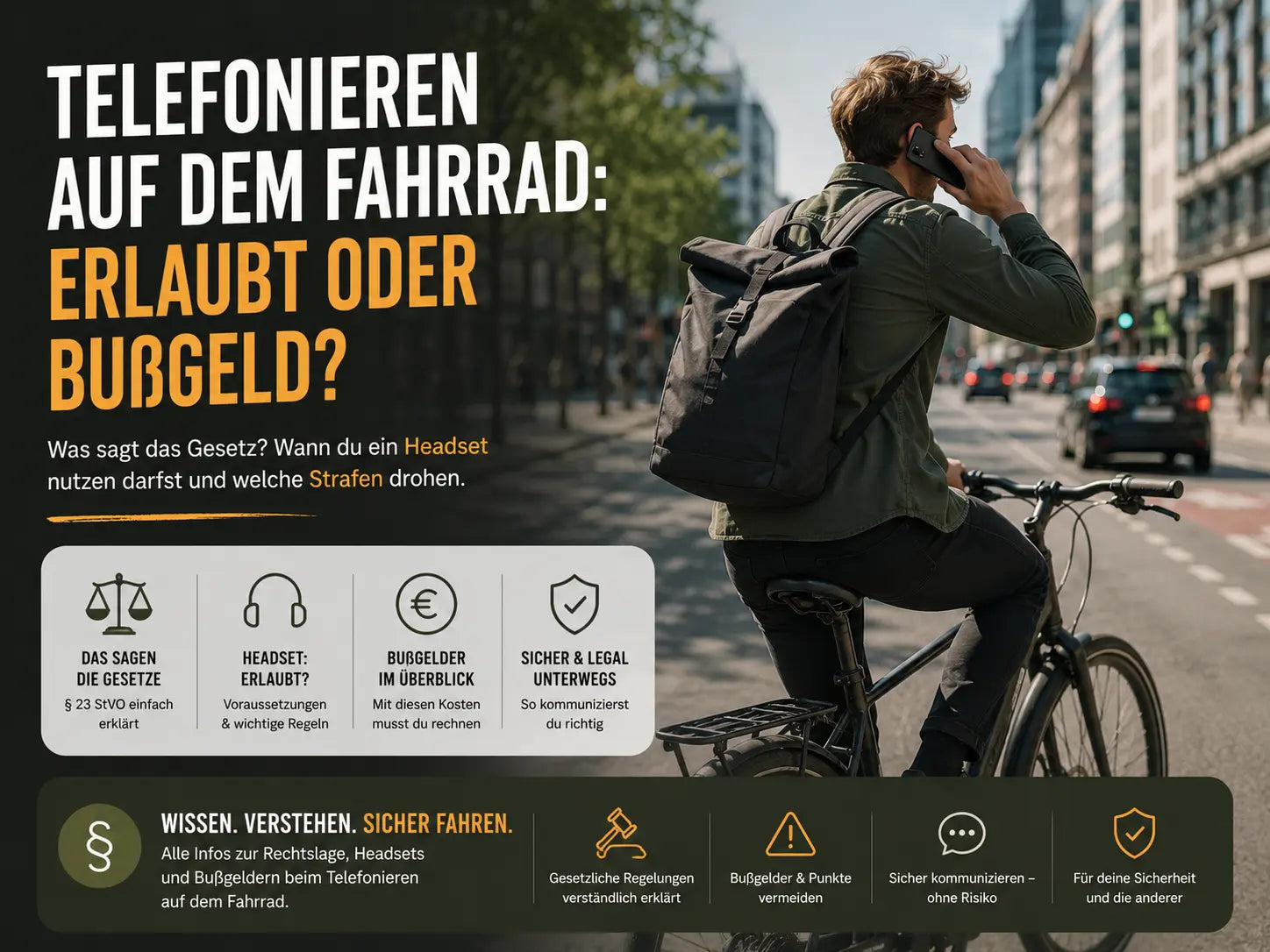 Telefonieren auf dem Fahrrad: Was ist erlaubt – und was kostet ein Bußgeld?