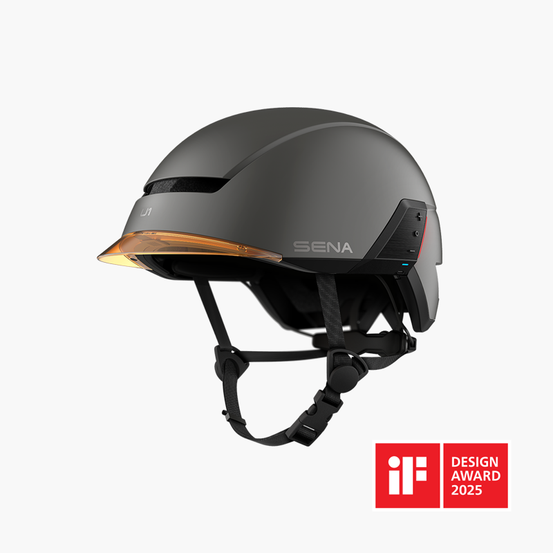 Sena U1 E-Bike Smart-Helm Dunkelgrau – Award Frontansicht