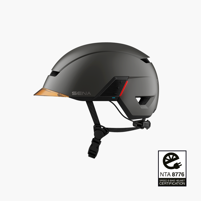 Sena U1 E-Bike Smart-Helm Dunkelgrau – Seitenansicht