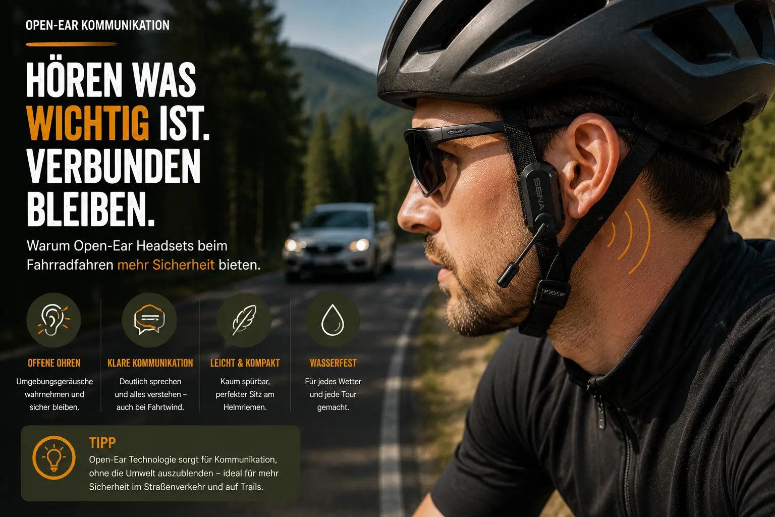Open-Ear Fahrrad-Headset: Sicher kommunizieren mit freien Ohren
